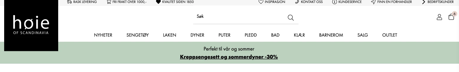 Vi testet med grønn banner under headeren, med link som ledet brukeren til salgssiden.